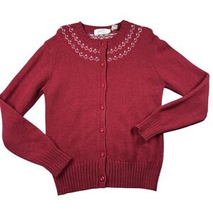 Vintage Northern Isles Cardigan Sweater‎ Womens 40 Fair Isle New Zealand Wool